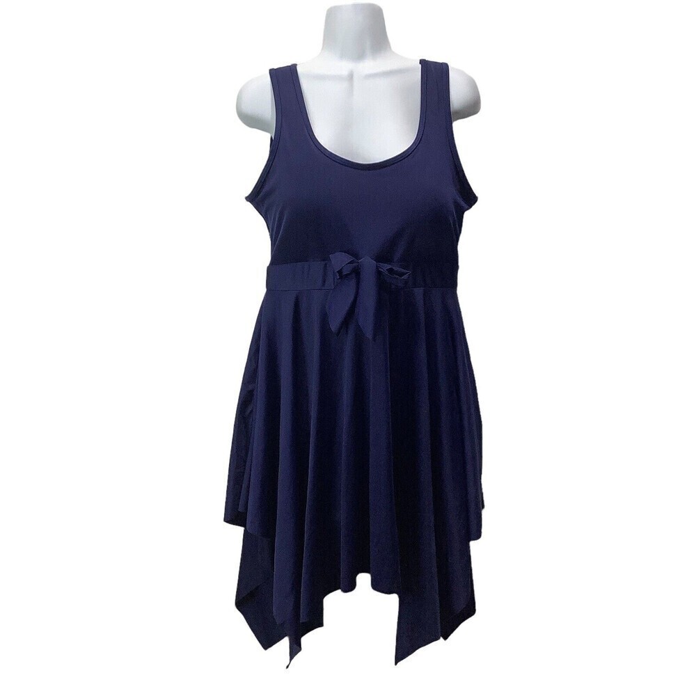 DANIFY women's sz 48 US 14 swim dress bathing suit blue skirt cover up swimwear